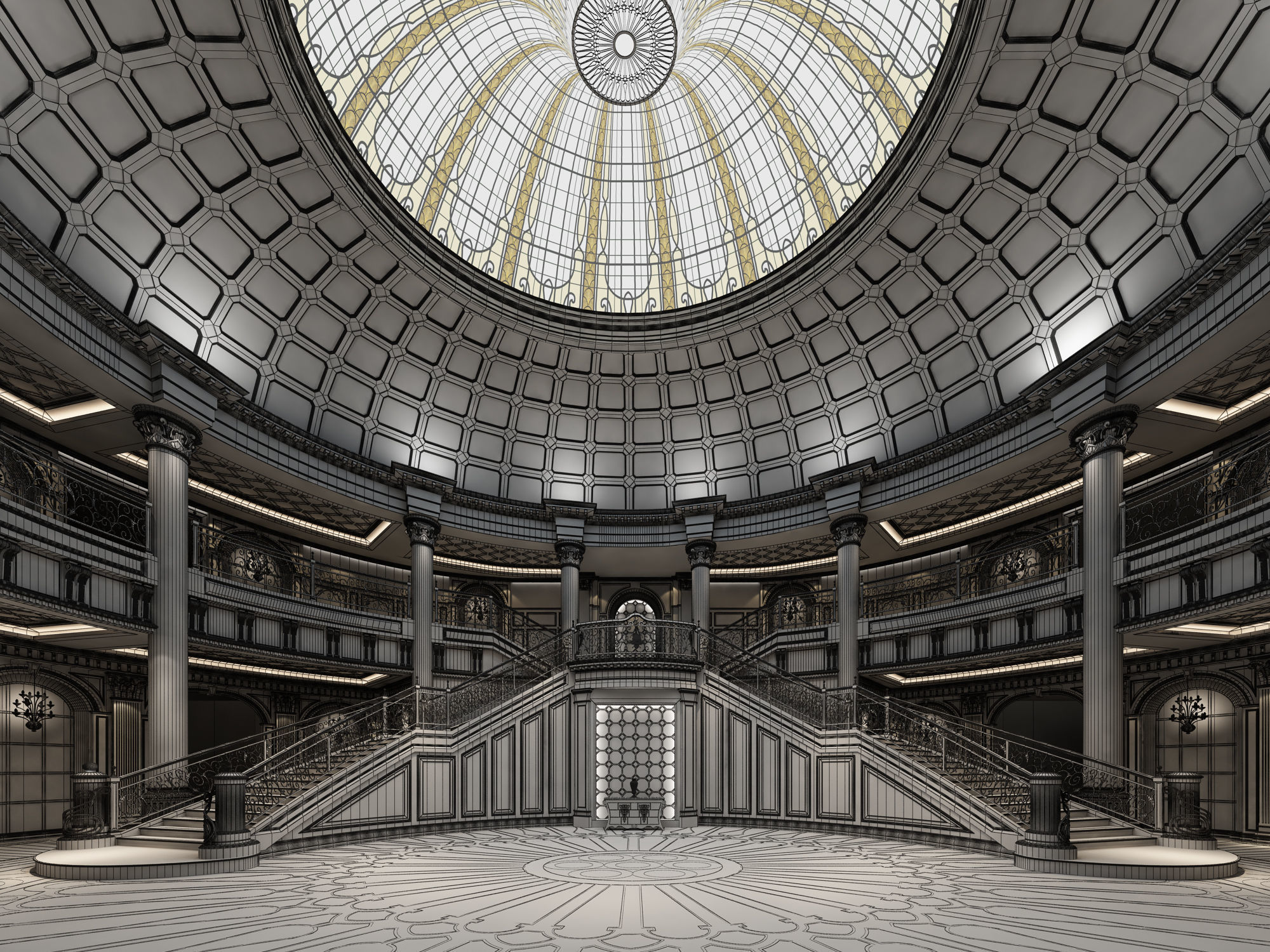Palace Main Entrance Lobby 3D model_11