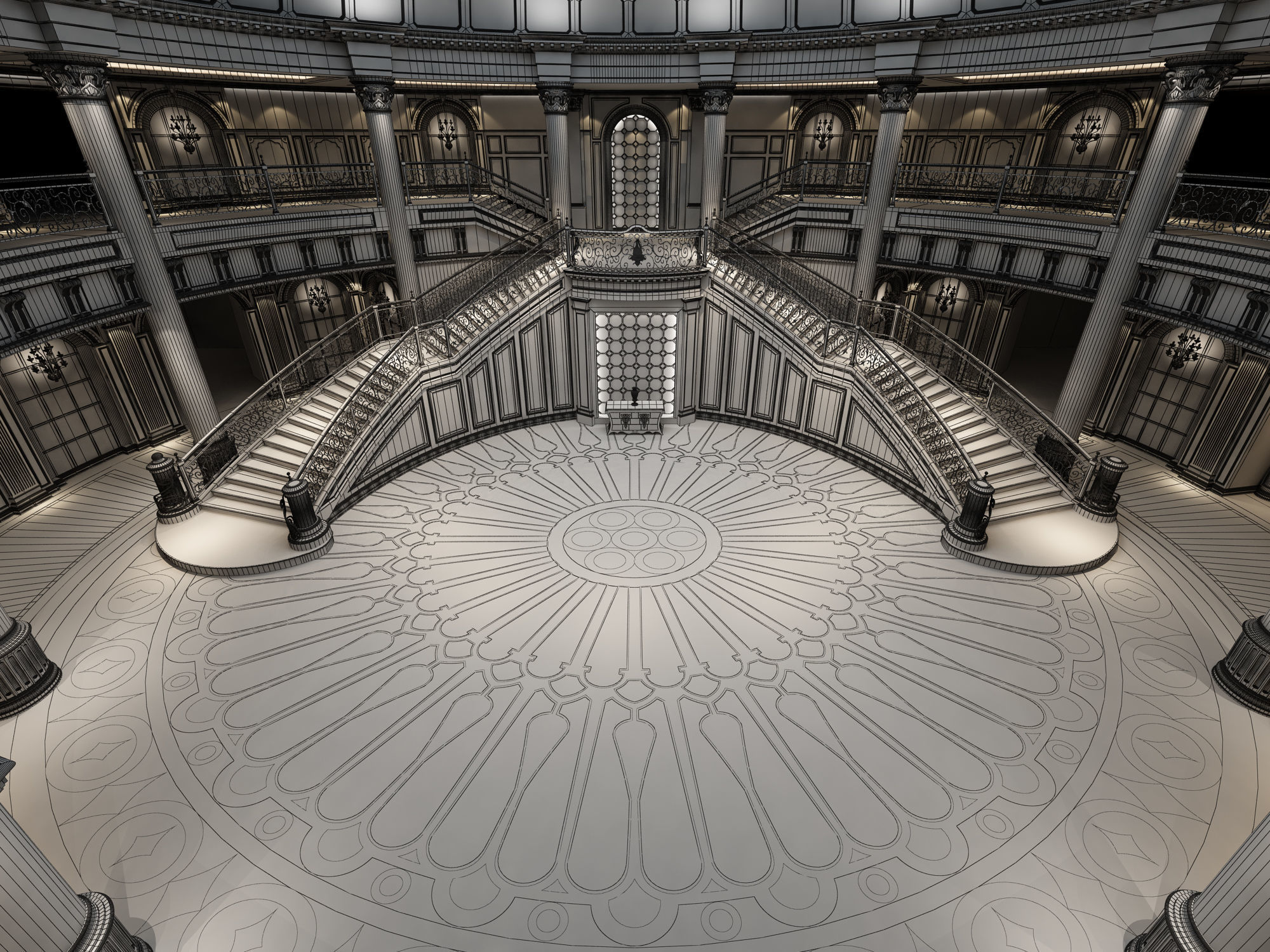 Palace Main Entrance Lobby 3D model_7