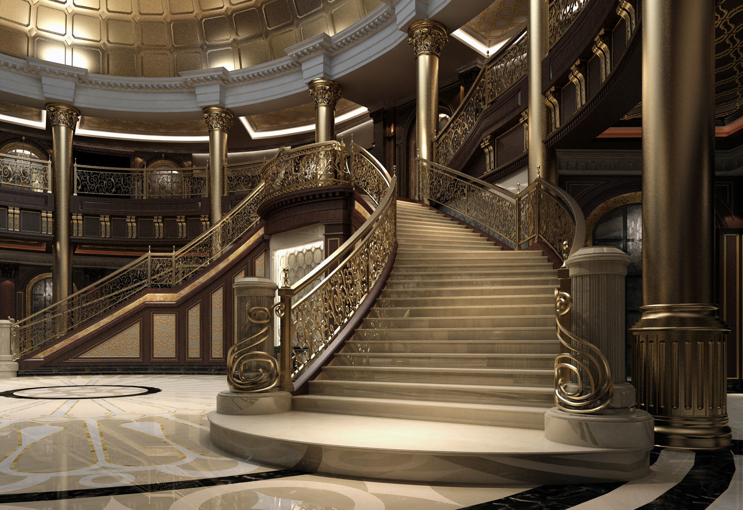 Palace Main Entrance Lobby 3D model_3