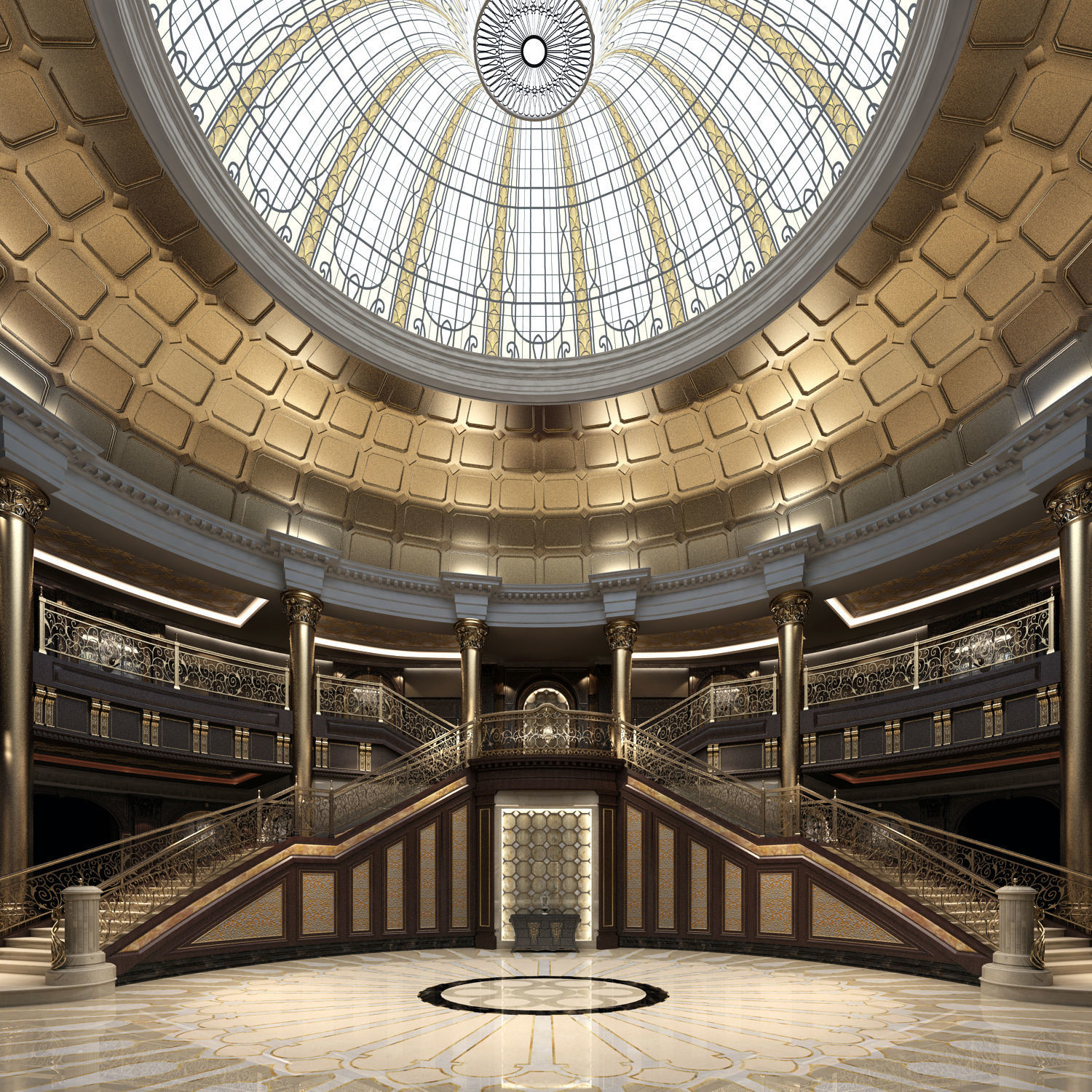 Palace Main Entrance Lobby 3D model_4