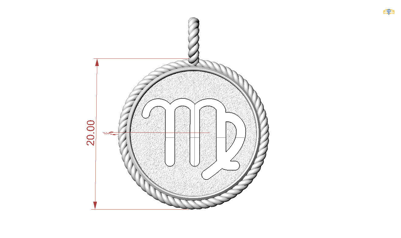 Zodiac Sign Pendant  virgo 3D print model_18