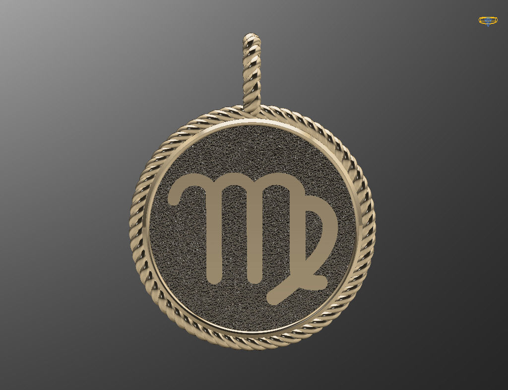 Zodiac Sign Pendant  virgo 3D print model_19