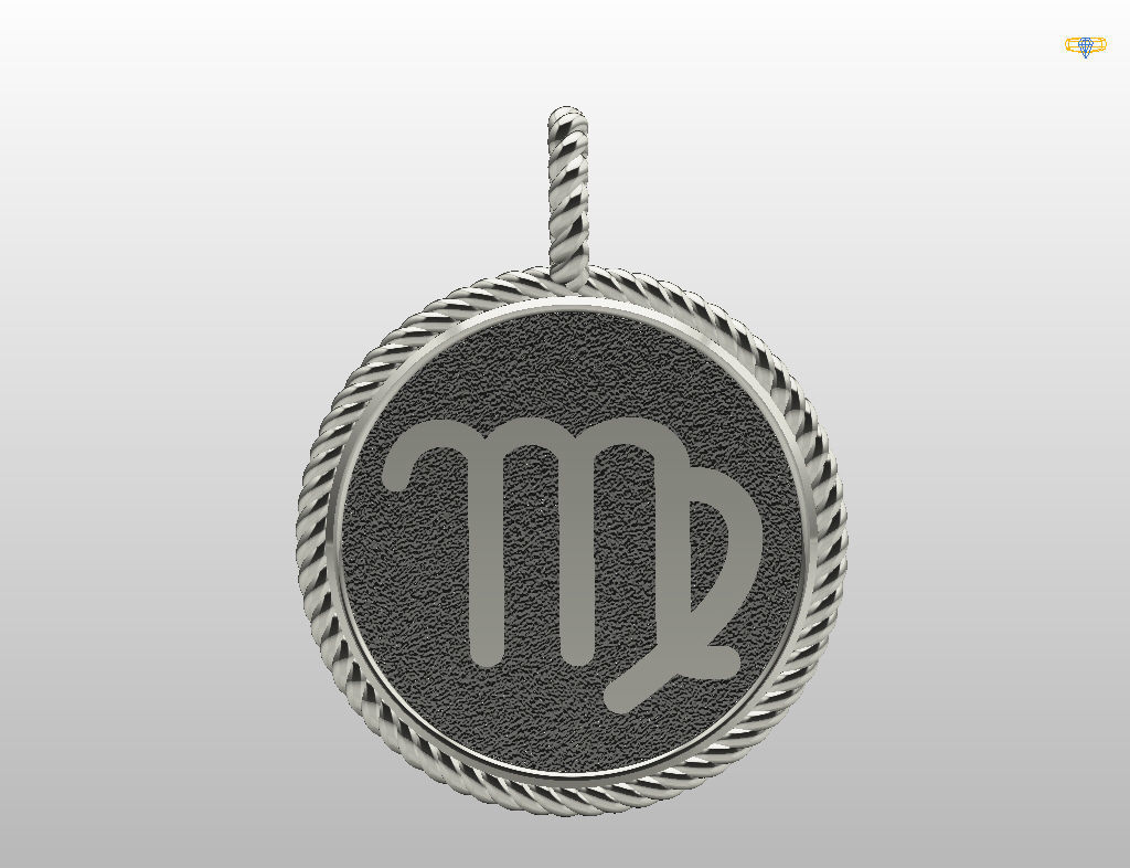 Zodiac Sign Pendant  virgo 3D print model_24