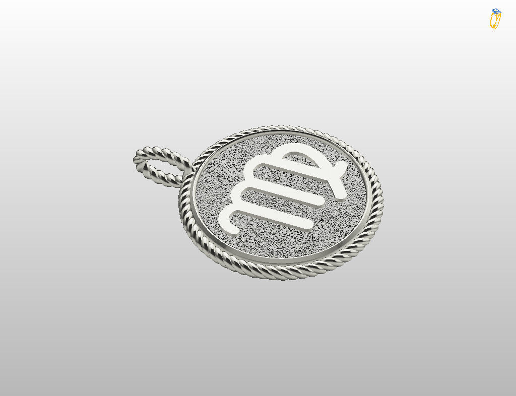 Zodiac Sign Pendant  virgo 3D print model_27
