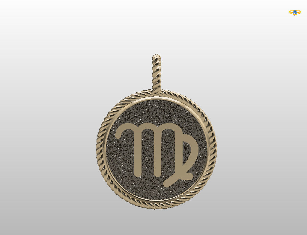 Zodiac Sign Pendant  virgo 3D print model_23