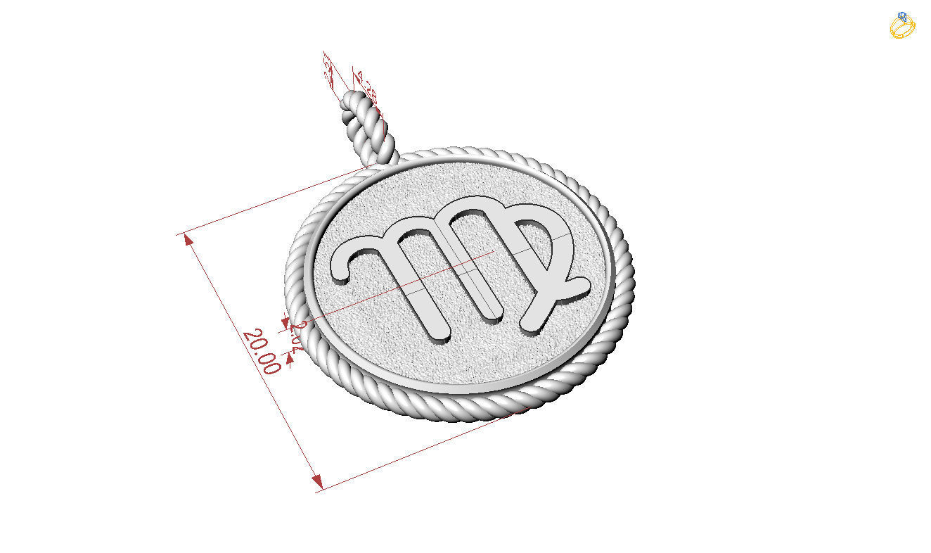 Zodiac Sign Pendant  virgo 3D print model_17