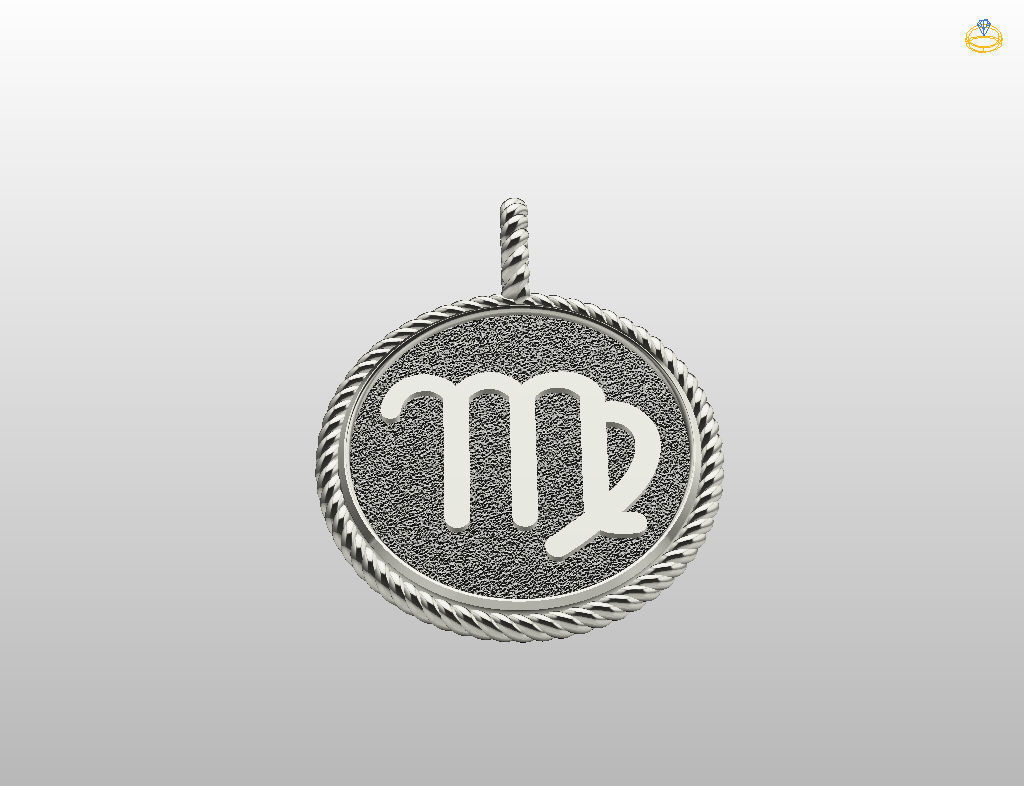 Zodiac Sign Pendant  virgo 3D print model_28