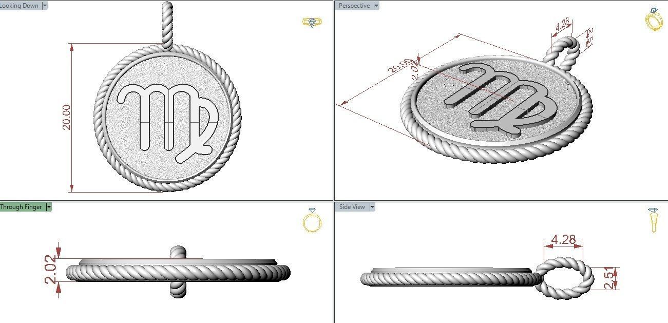 Zodiac Sign Pendant  virgo 3D print model_1