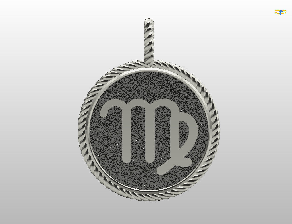 Zodiac Sign Pendant  virgo 3D print model_29