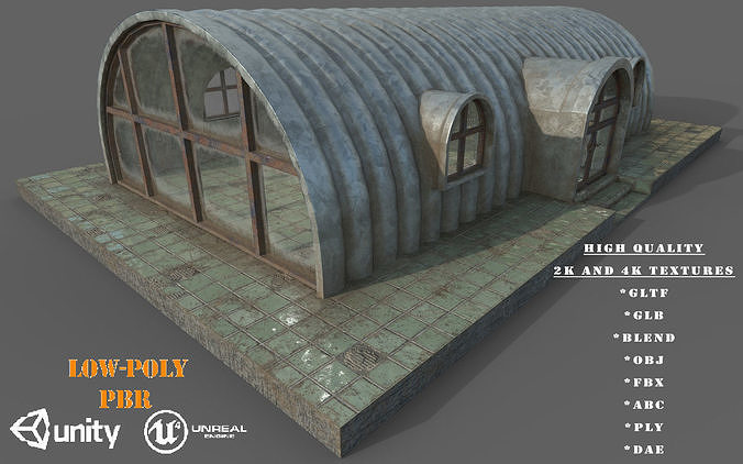 Old Steel Shed PBR Low-Poly Game Ready 3D Model Low-poly 3D model