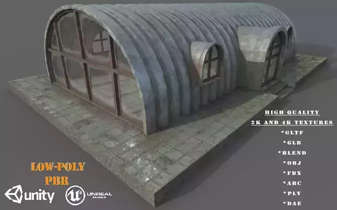 Old Steel Shed PBR Low-Poly Game Ready 3D Model Low-poly 3D model