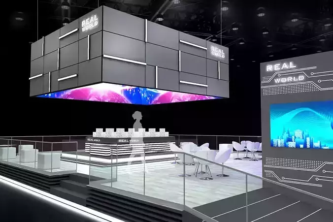 Exhibition Stall size 15x10Mtr Four Side Open 3D model 