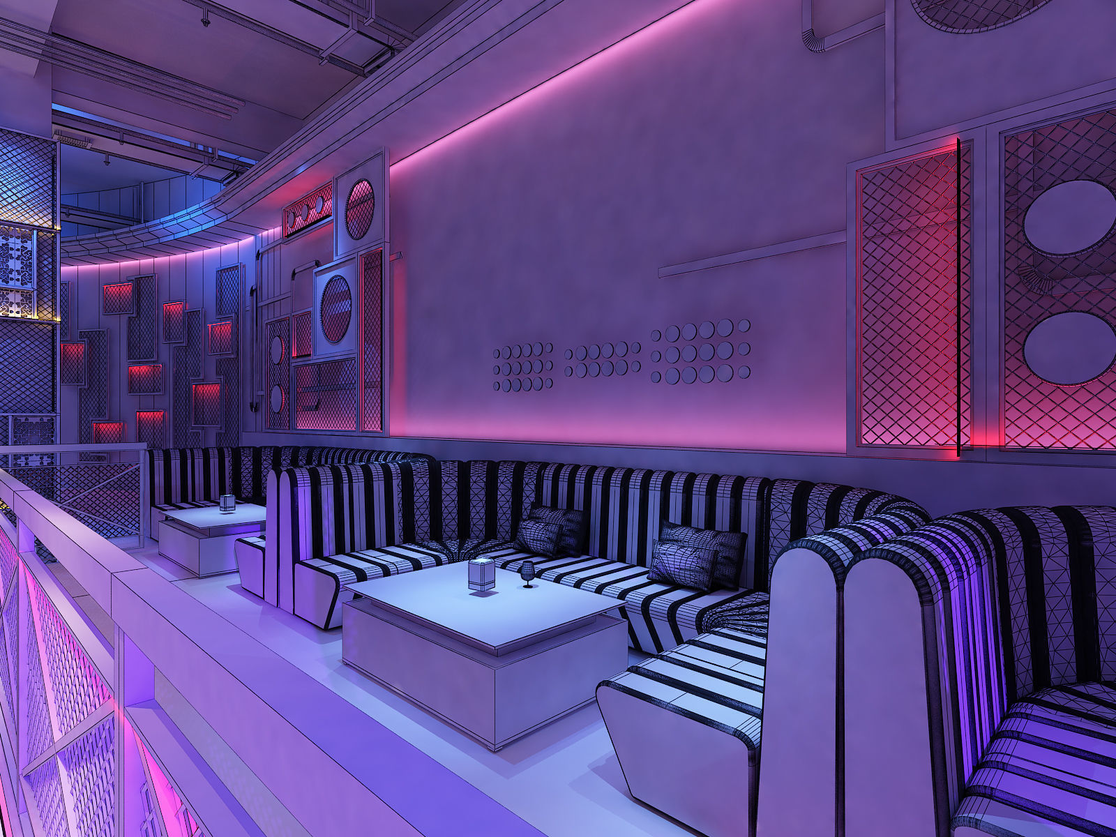 nightclub interior of with neon lights 3D model_6