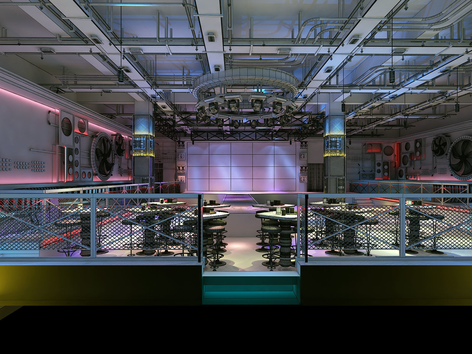 nightclub interior of with neon lights 3D model_1