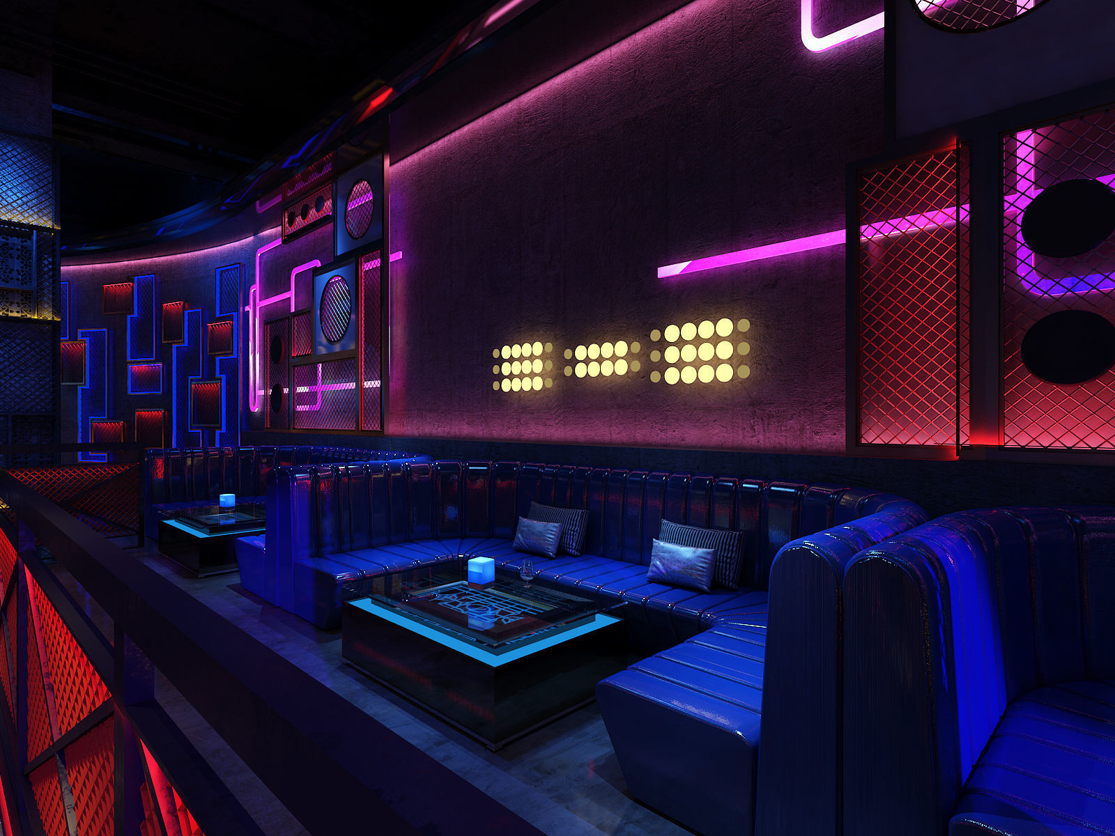 nightclub interior of with neon lights 3D model_4