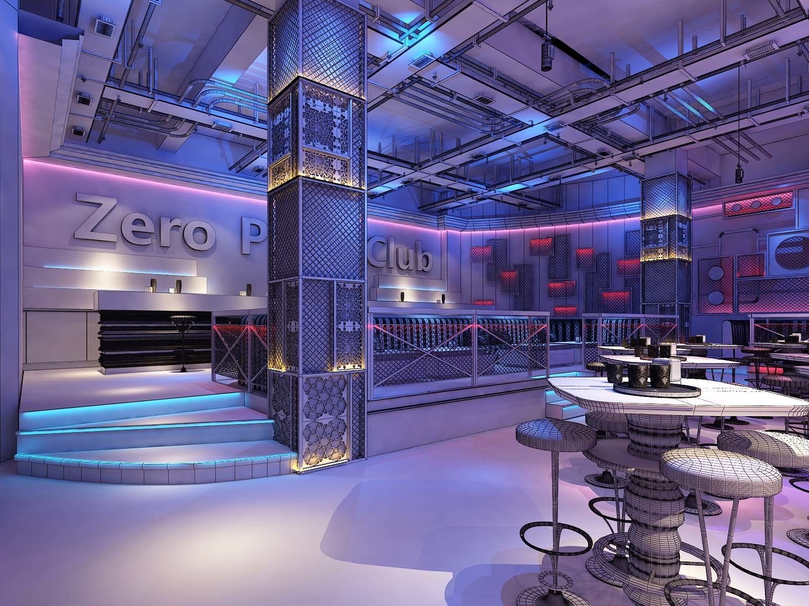 nightclub interior of with neon lights 3D model_5