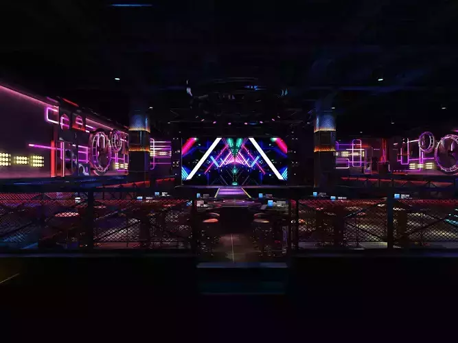 nightclub interior of with neon lights 3D model