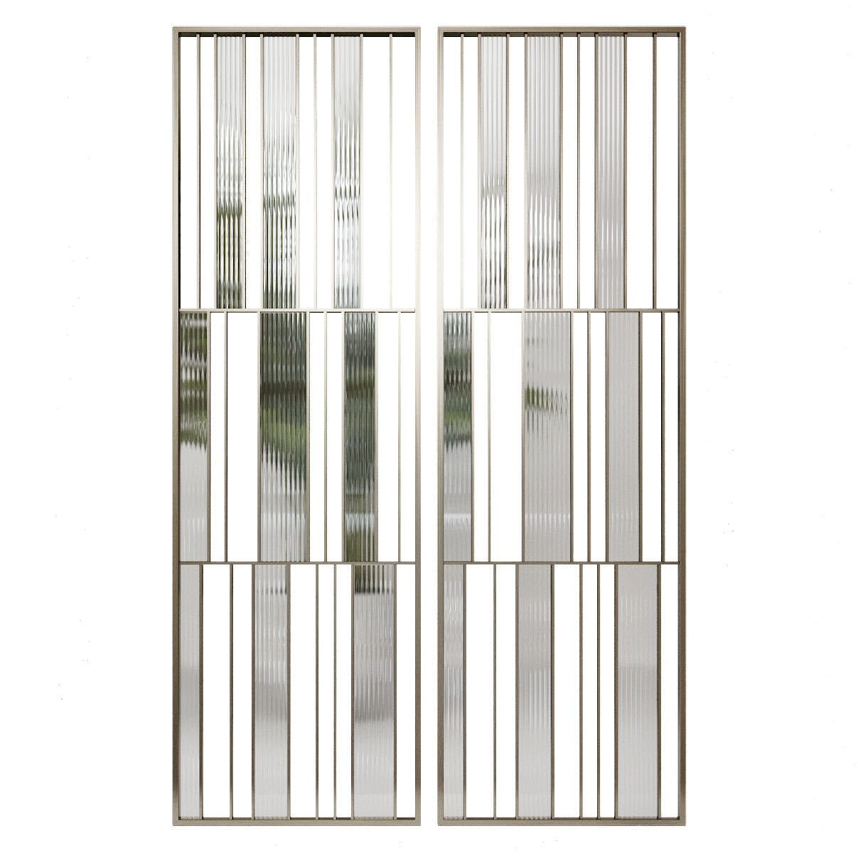 Partition 2 pair of mirrors hanging on wall 3D model_4