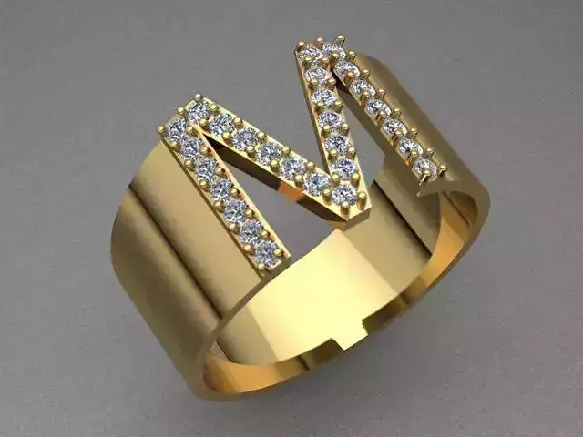 Unisex Golden Diamond Ring 3D print model