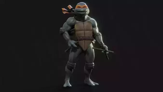 Michelangelo Teenage Mutant Ninja Turtle Low-poly 3D model
