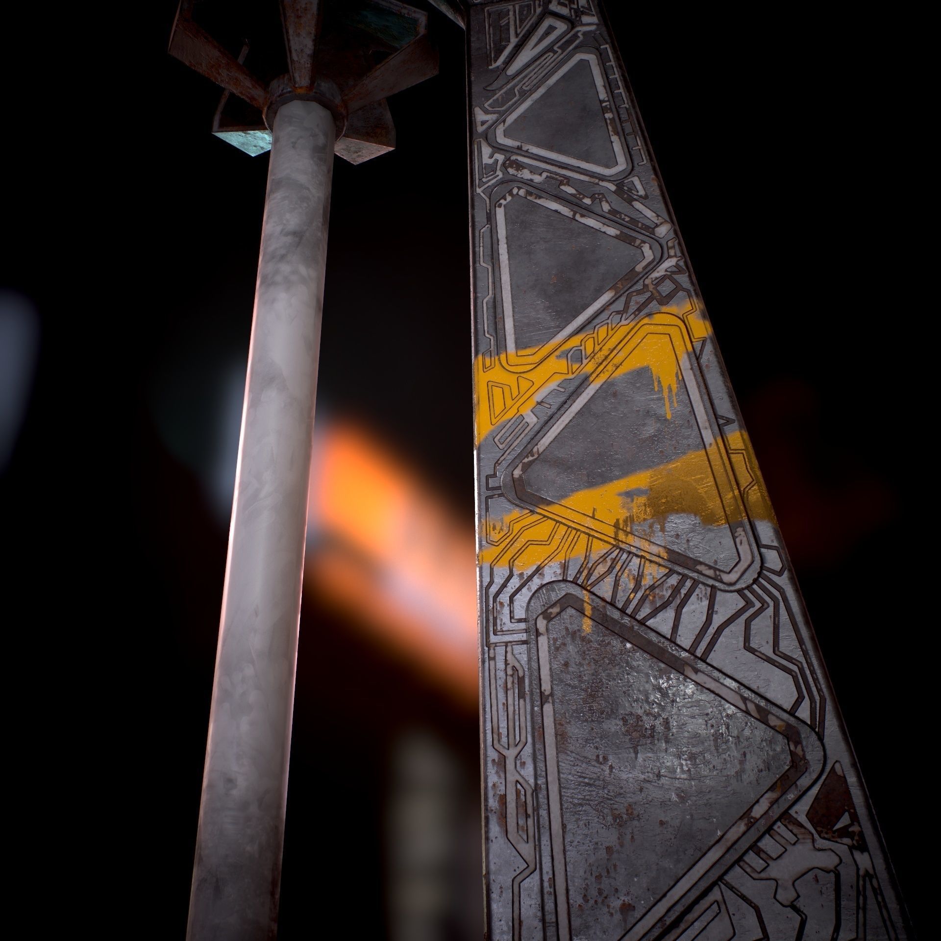 Sci Fi - Cyberpunk Street Light Low-poly 3D model_37