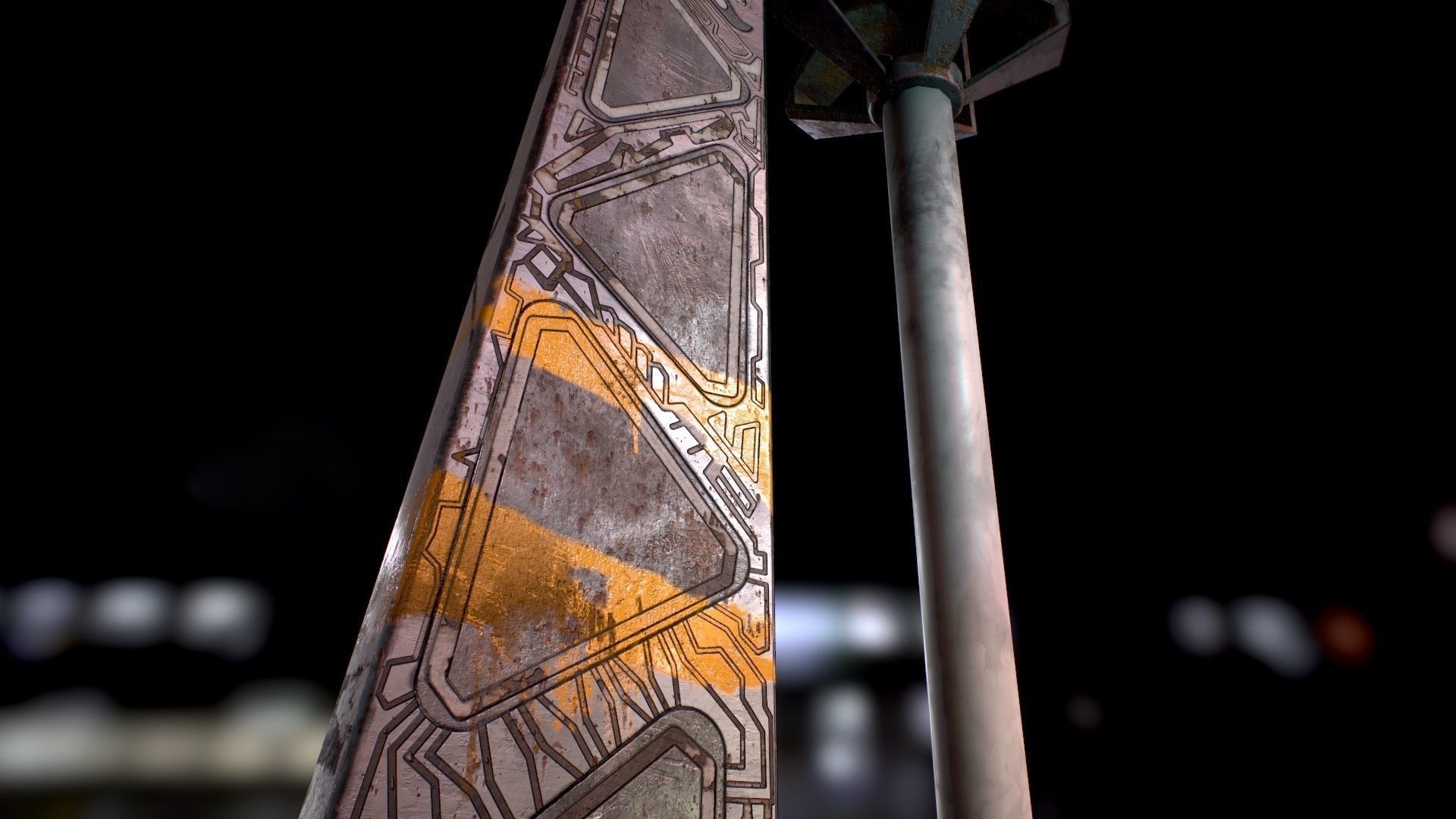 Sci Fi - Cyberpunk Street Light Low-poly 3D model_48