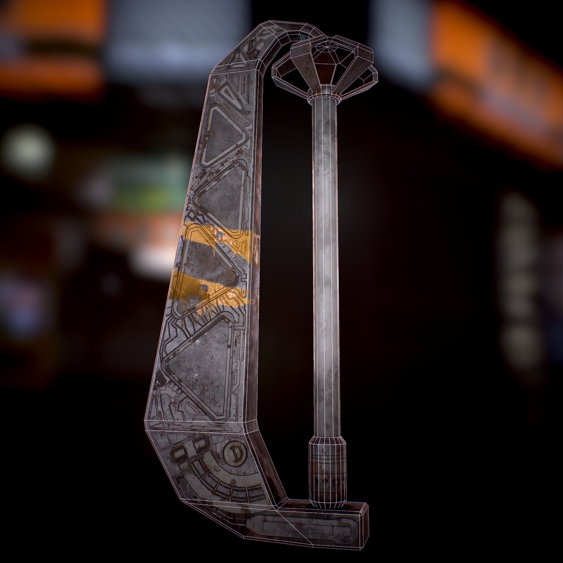 Sci Fi - Cyberpunk Street Light Low-poly 3D model_41