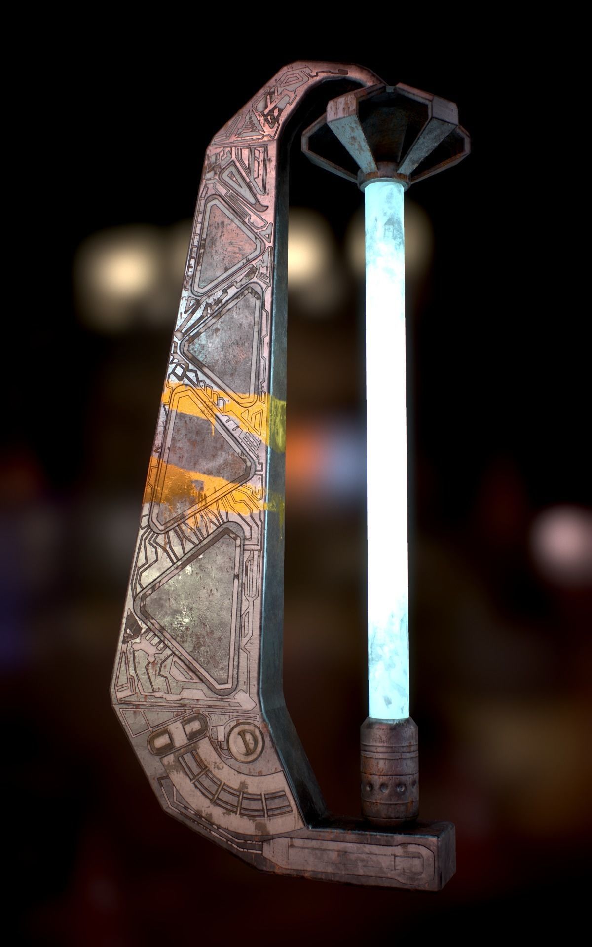 Sci Fi - Cyberpunk Street Light Low-poly 3D model_23