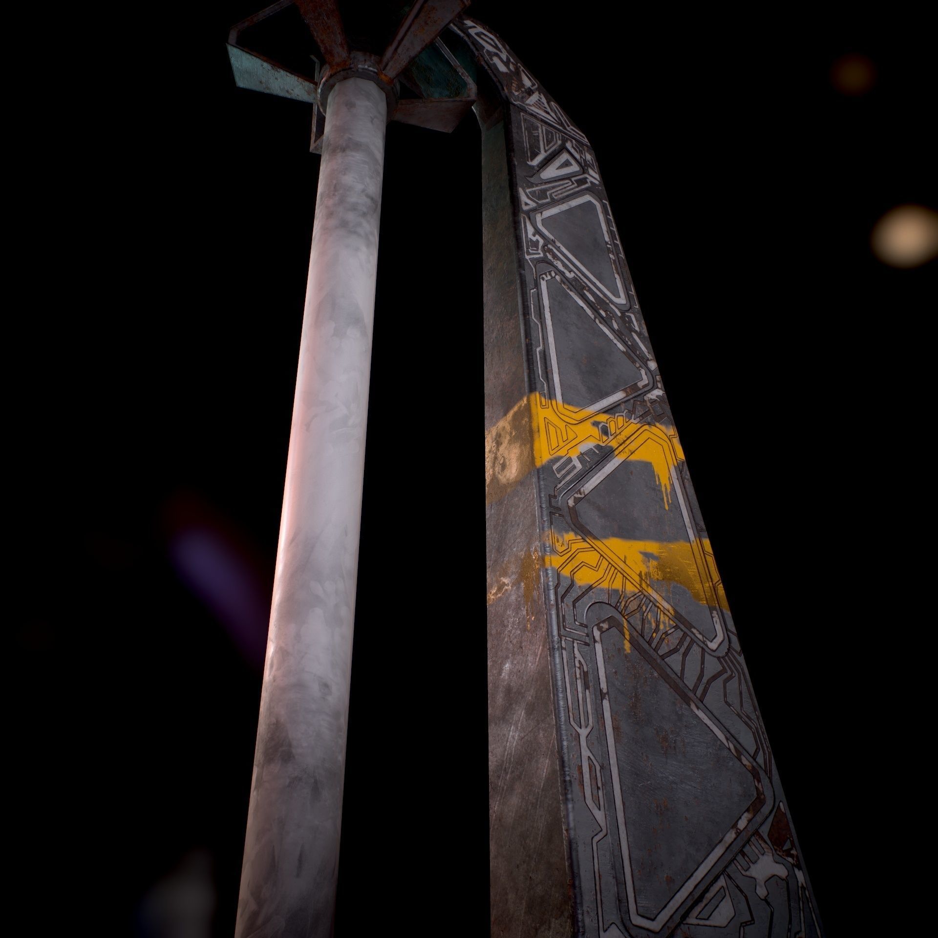 Sci Fi - Cyberpunk Street Light Low-poly 3D model_35