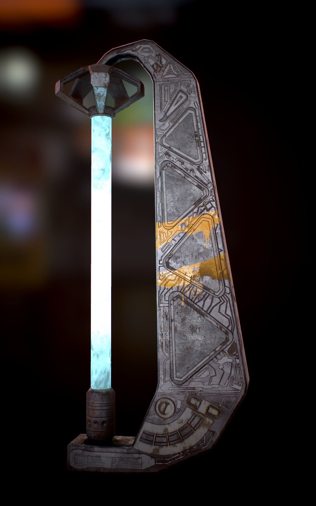 Sci Fi - Cyberpunk Street Light Low-poly 3D model_25