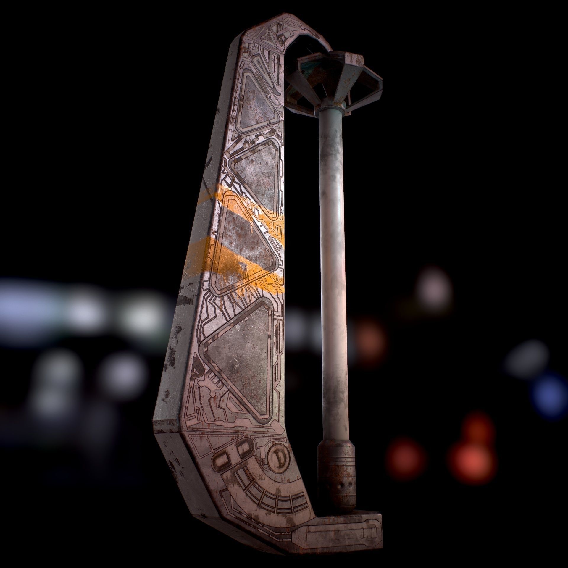 Sci Fi - Cyberpunk Street Light Low-poly 3D model_34