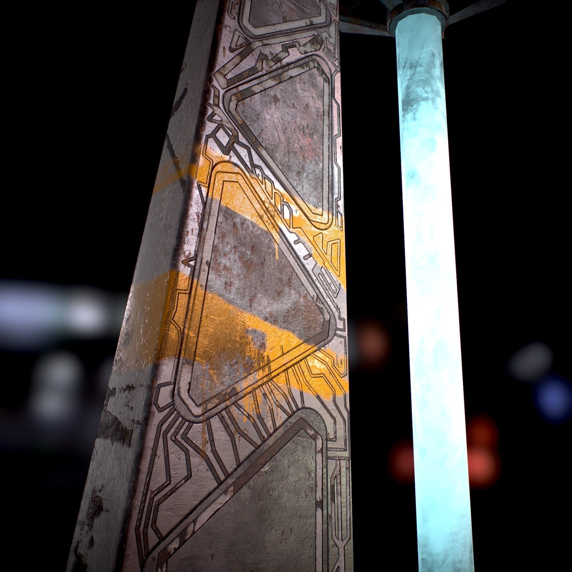 Sci Fi - Cyberpunk Street Light Low-poly 3D model_32