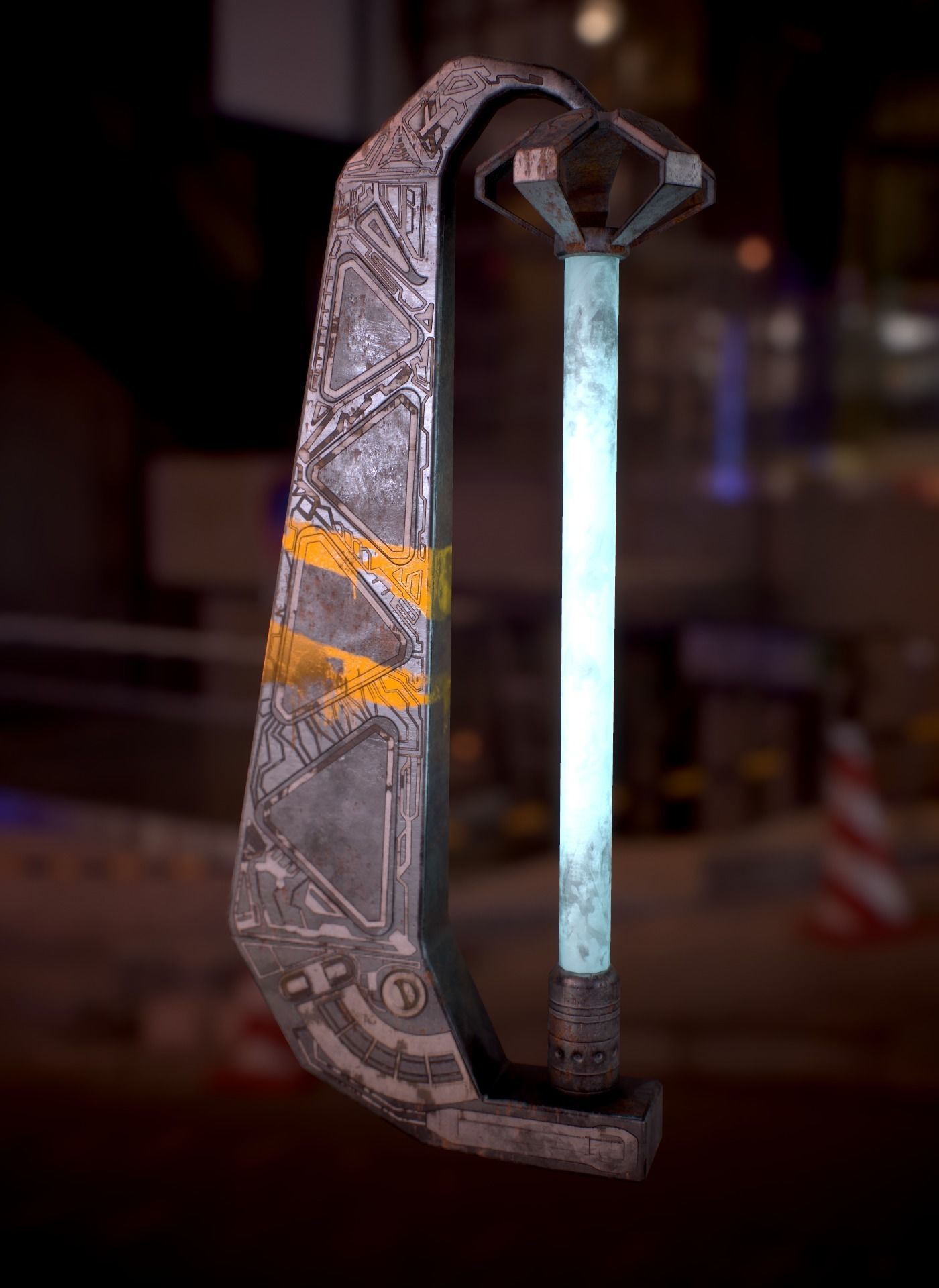 Sci Fi - Cyberpunk Street Light Low-poly 3D model_15