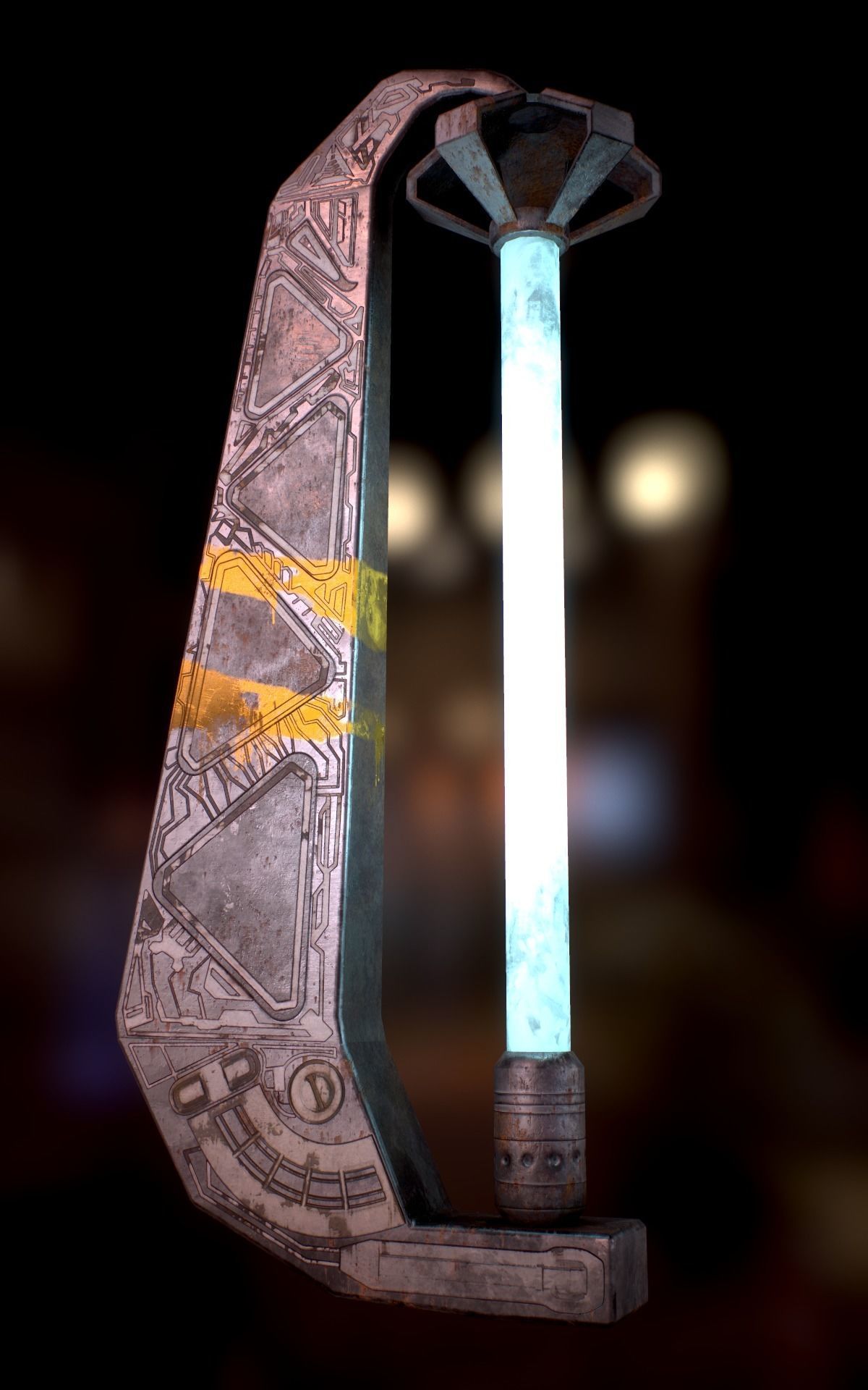 Sci Fi - Cyberpunk Street Light Low-poly 3D model_21