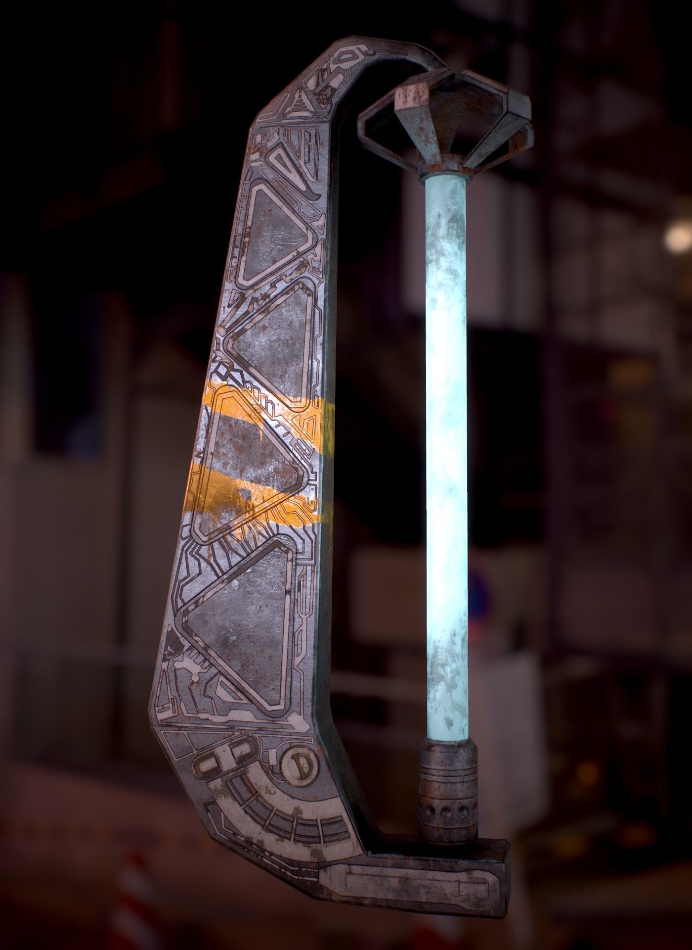 Sci Fi - Cyberpunk Street Light Low-poly 3D model_16