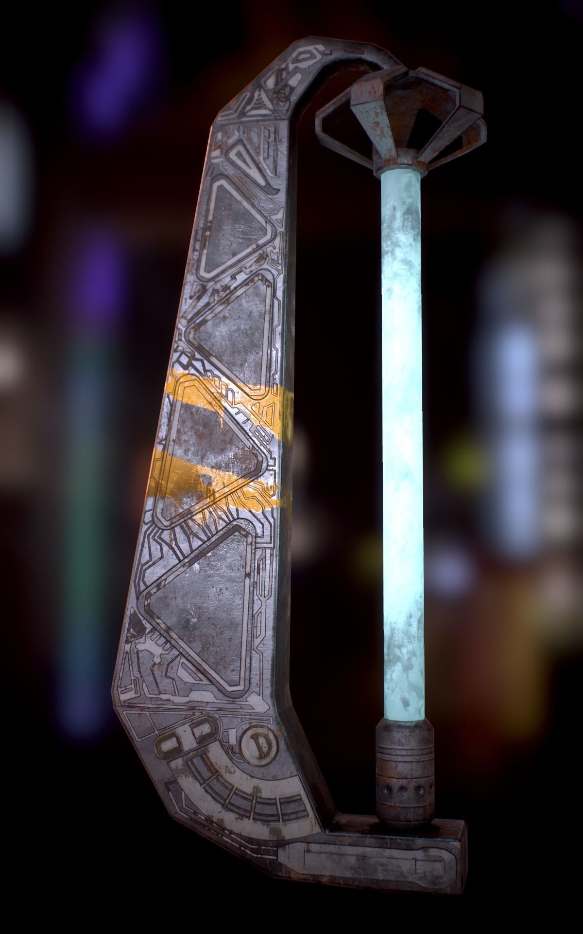 Sci Fi - Cyberpunk Street Light Low-poly 3D model_19