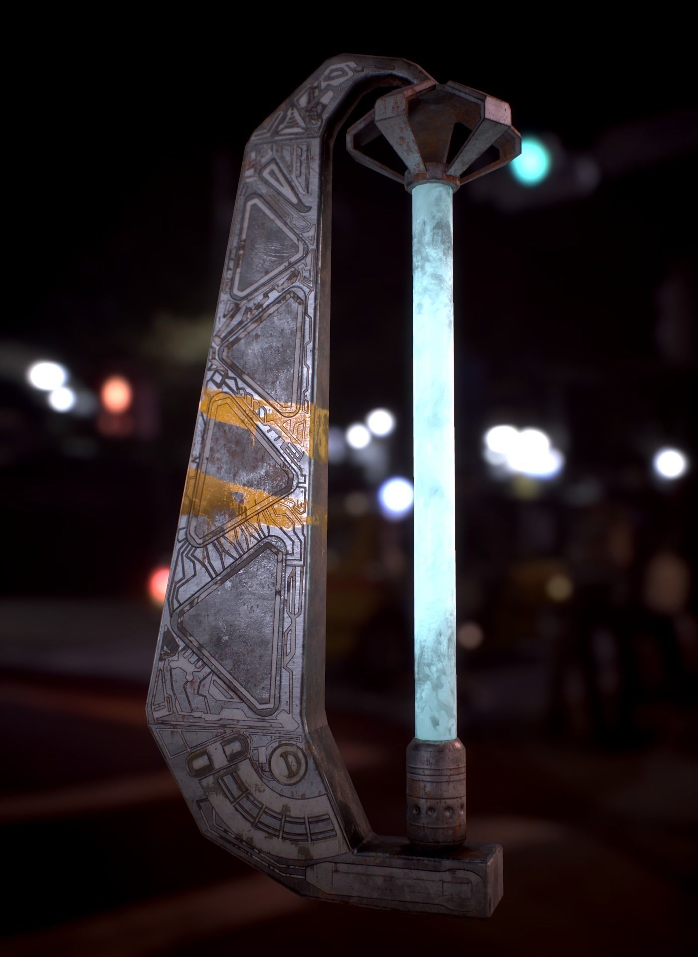 Sci Fi - Cyberpunk Street Light Low-poly 3D model_13