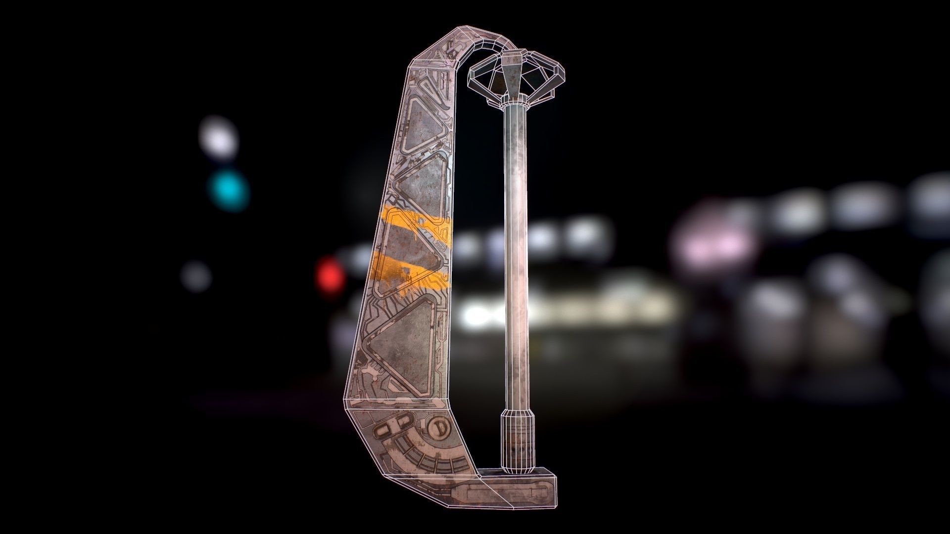 Sci Fi - Cyberpunk Street Light Low-poly 3D model_43
