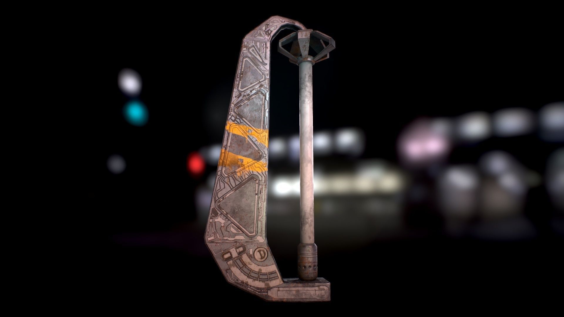 Sci Fi - Cyberpunk Street Light Low-poly 3D model_44
