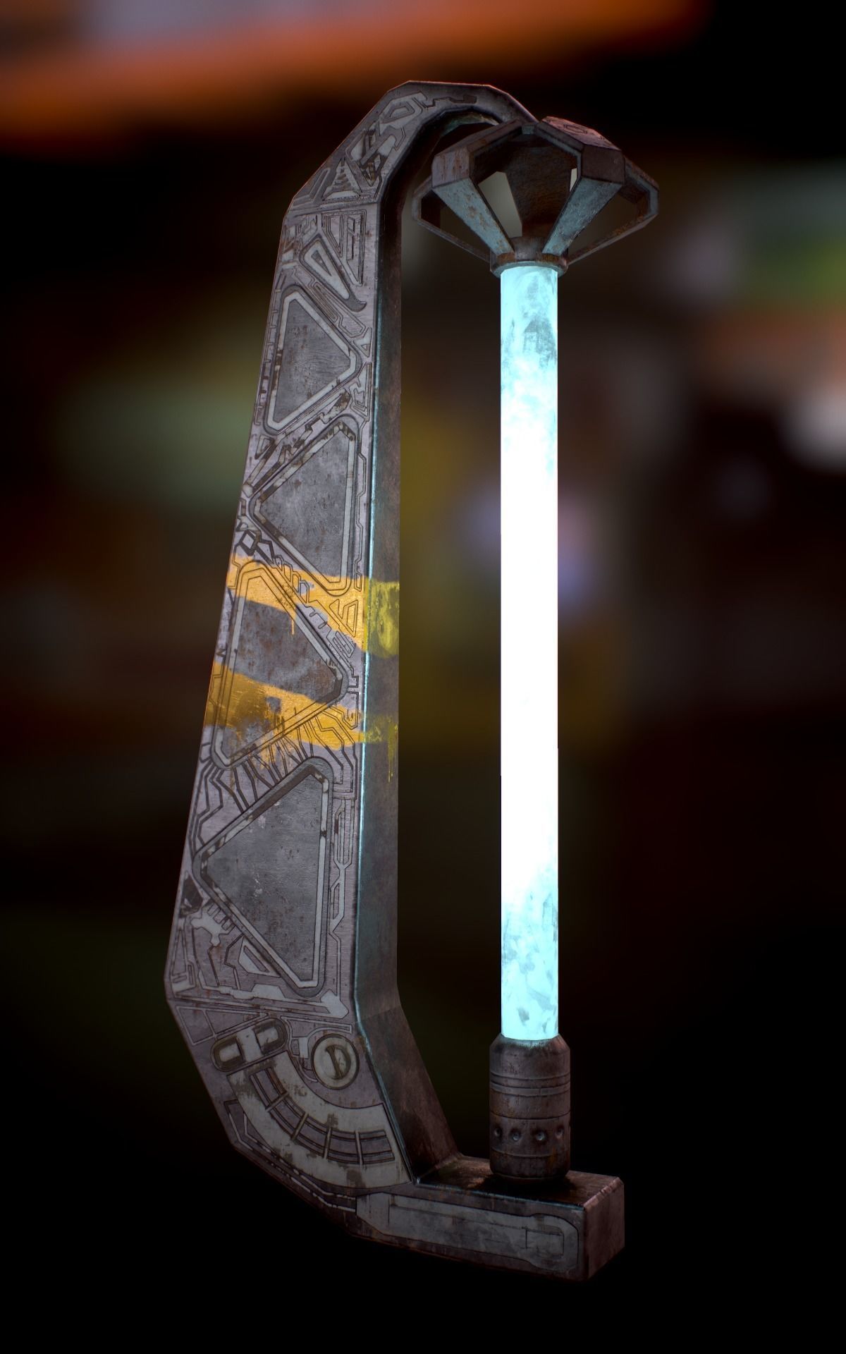 Sci Fi - Cyberpunk Street Light Low-poly 3D model_22