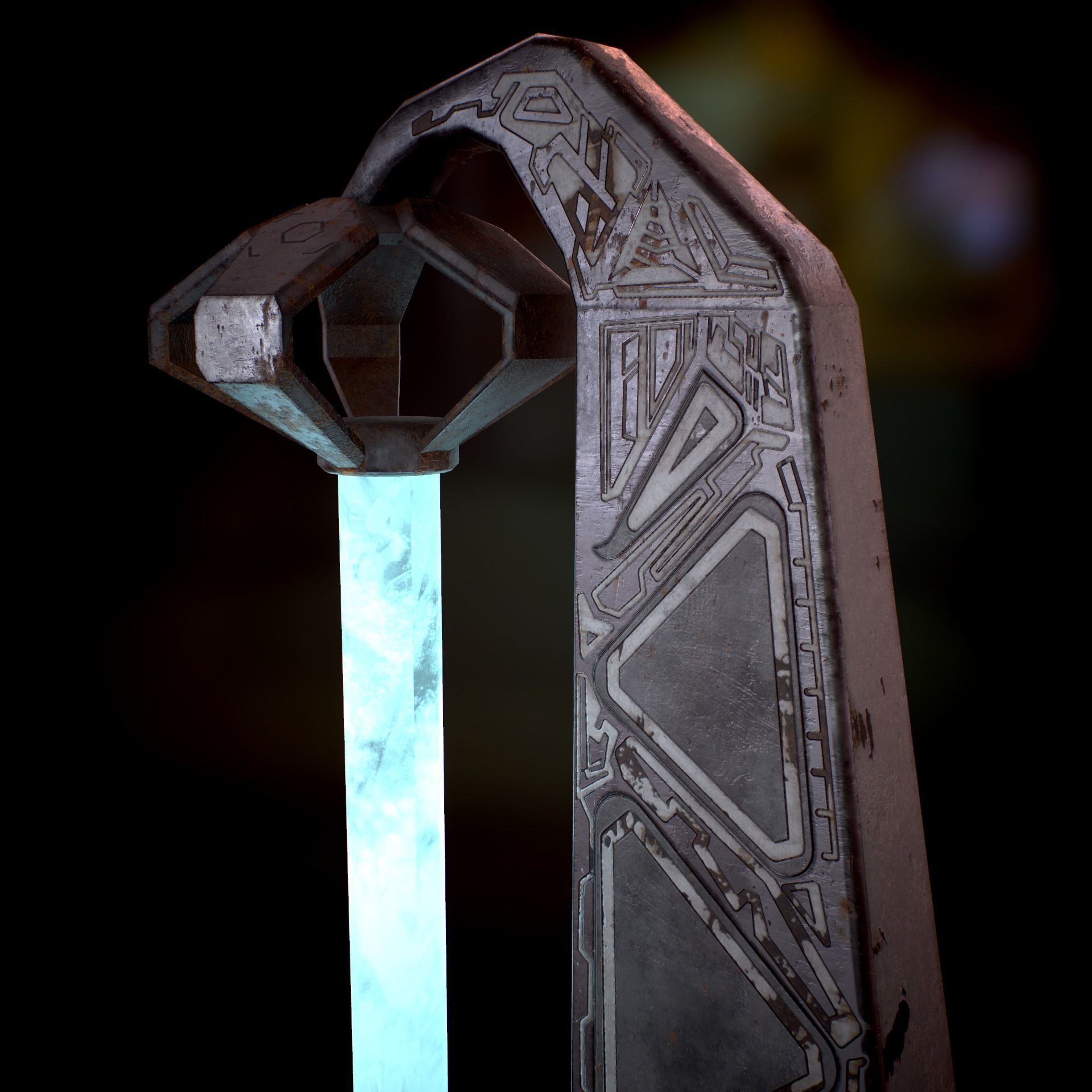 Sci Fi - Cyberpunk Street Light Low-poly 3D model_27