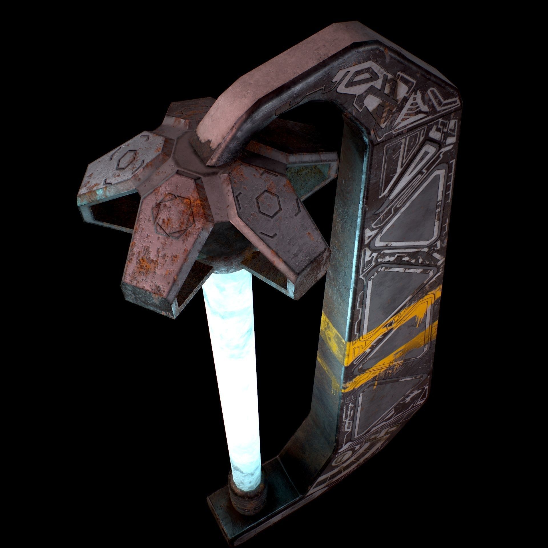 Sci Fi - Cyberpunk Street Light Low-poly 3D model_30