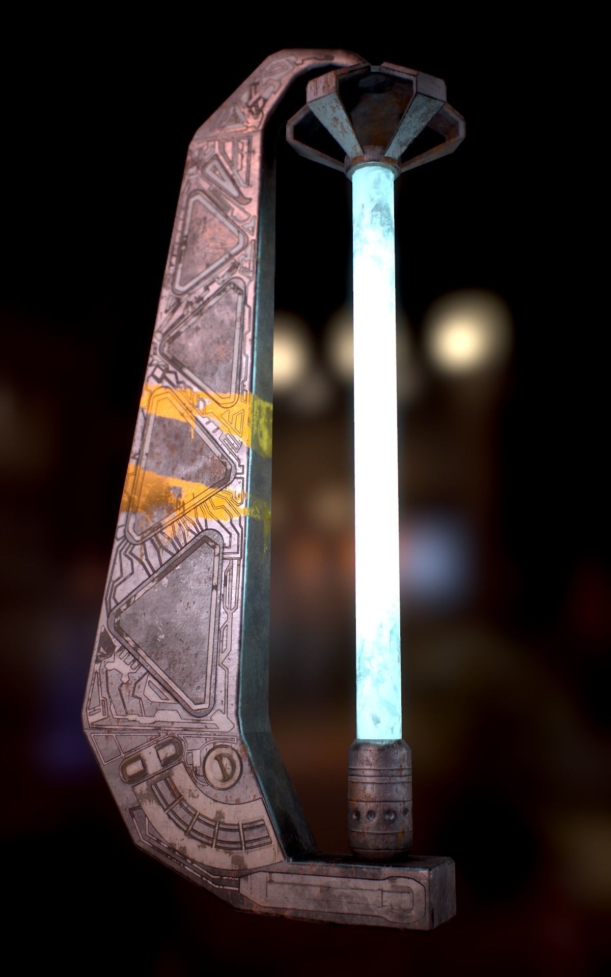 Sci Fi - Cyberpunk Street Light Low-poly 3D model_20