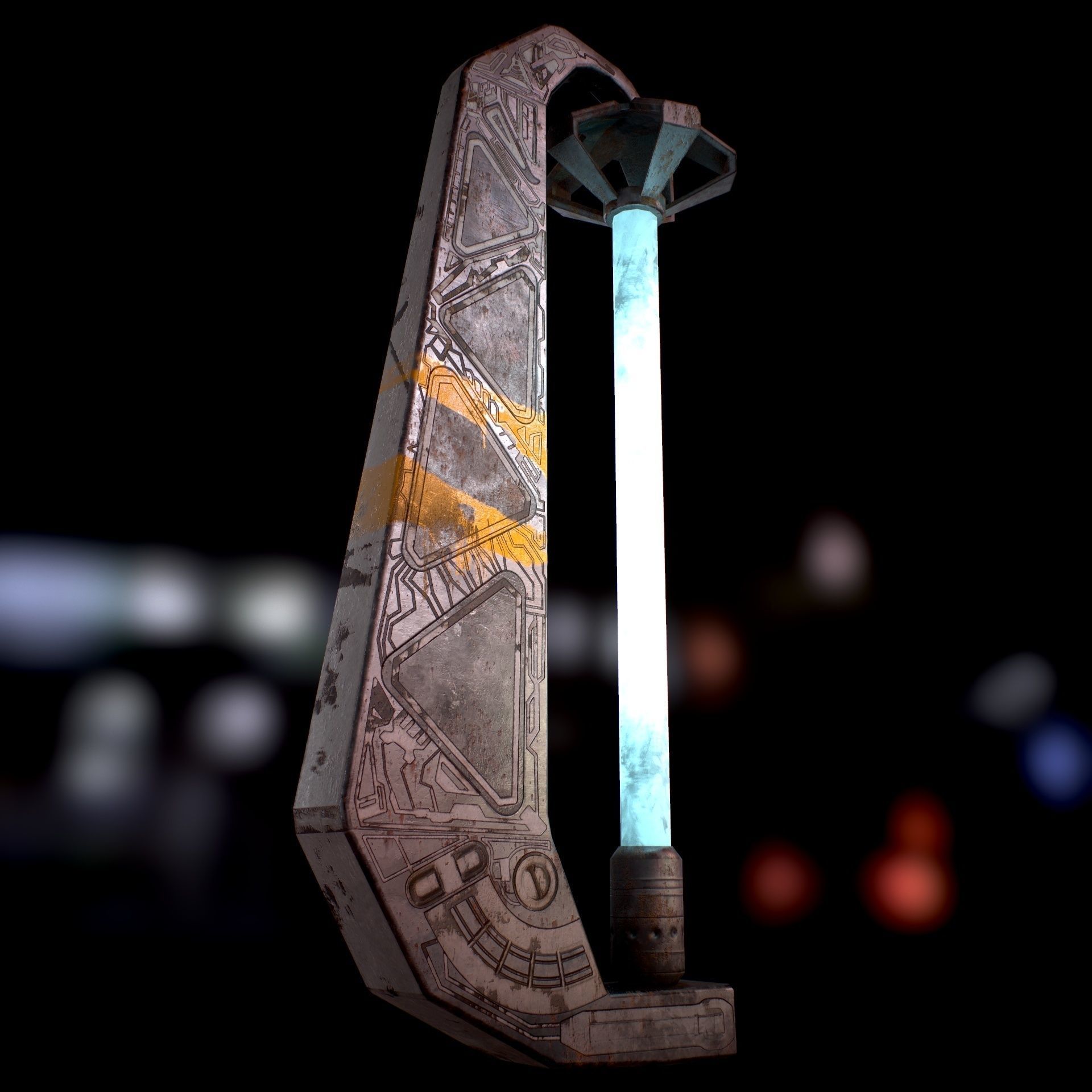 Sci Fi - Cyberpunk Street Light Low-poly 3D model_33