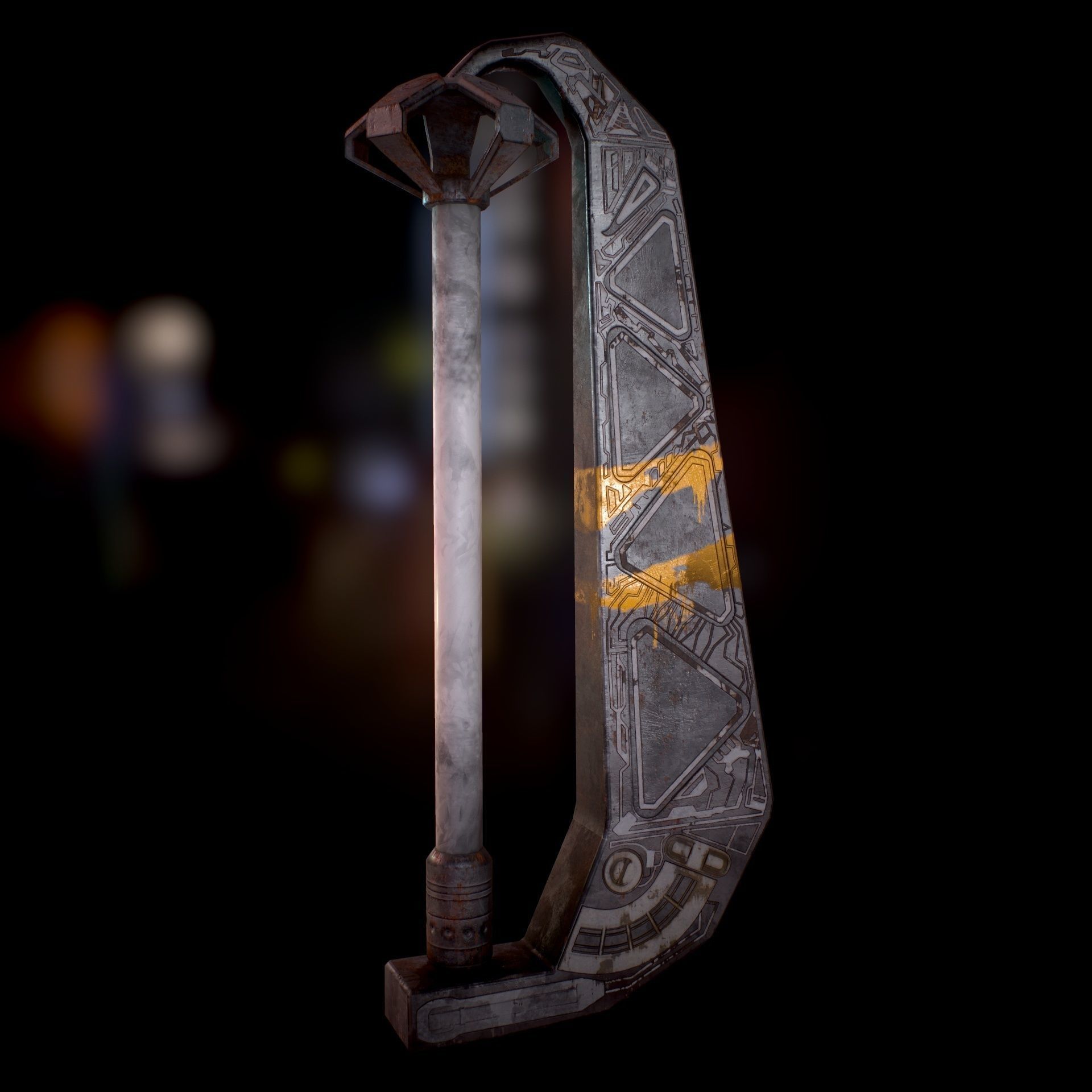 Sci Fi - Cyberpunk Street Light Low-poly 3D model_36