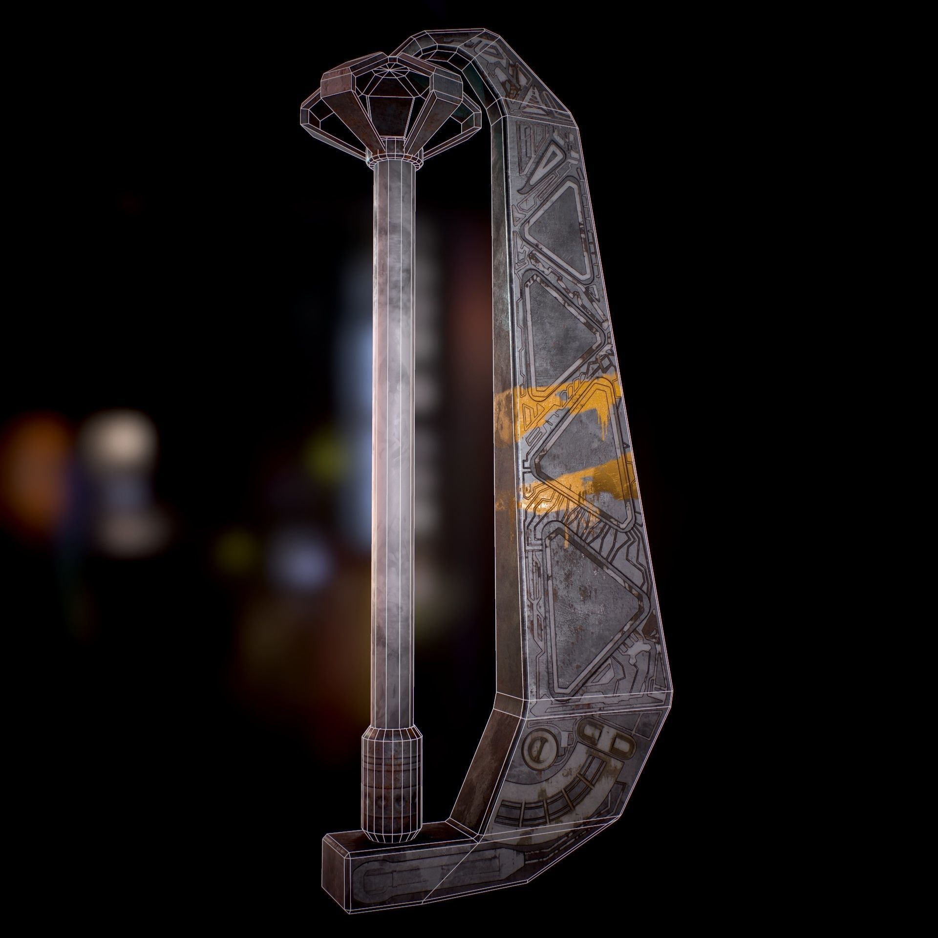 Sci Fi - Cyberpunk Street Light Low-poly 3D model_39