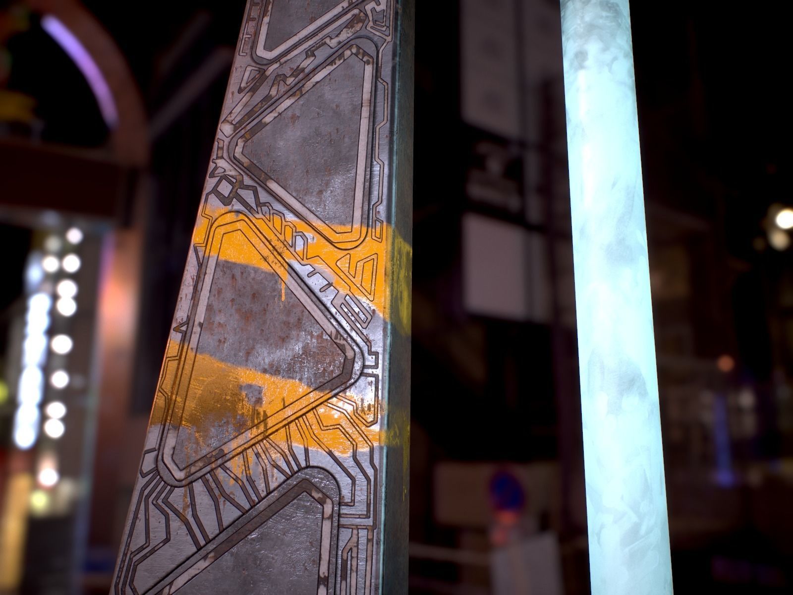 Sci Fi - Cyberpunk Street Light Low-poly 3D model_17