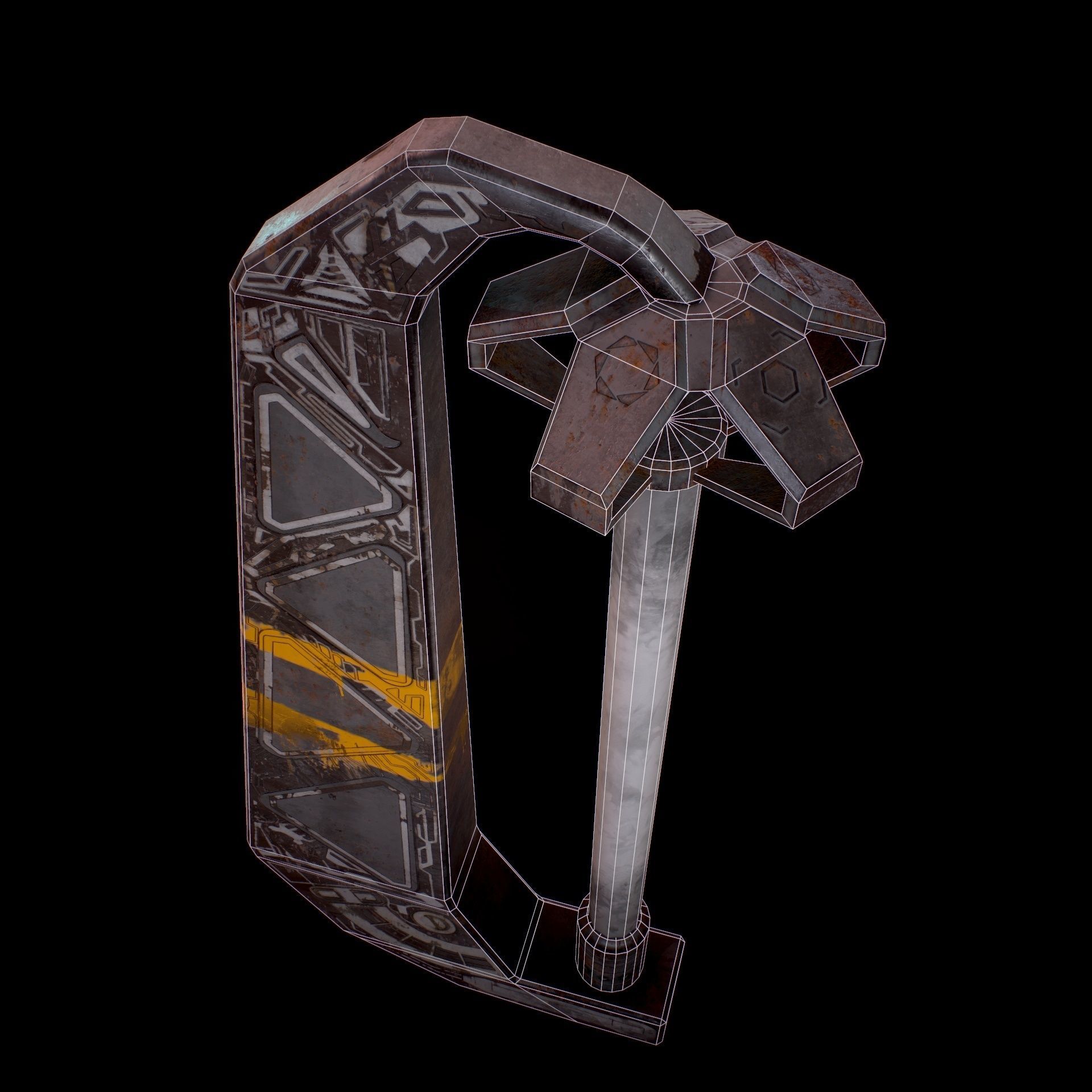 Sci Fi - Cyberpunk Street Light Low-poly 3D model_42