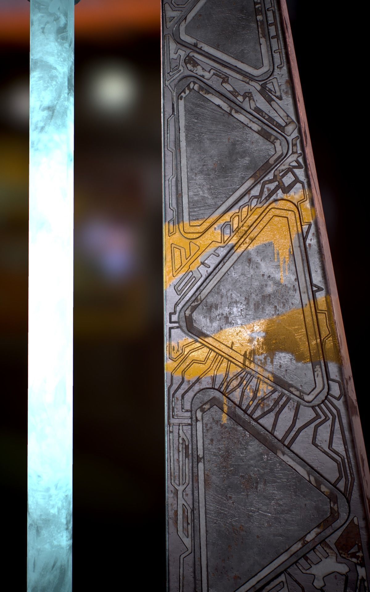 Sci Fi - Cyberpunk Street Light Low-poly 3D model_26