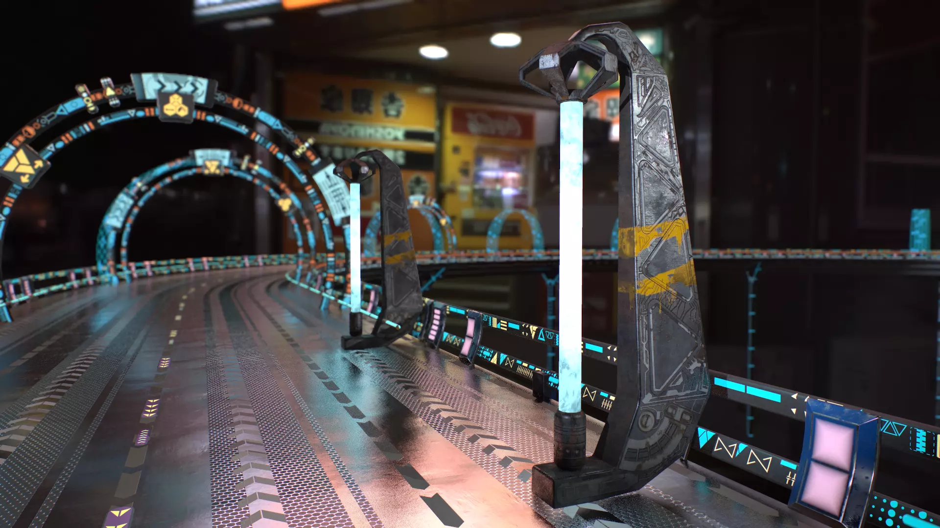 Sci Fi - Cyberpunk Street Light Low-poly 3D model_0